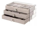 Porta-Joias em Acrílico Luxo com 3 Camadas – Caixa Organizadora com Compartimentos para Anéis, Brincos e Colares