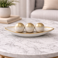 Kit Decorativo Centro De Mesa Premium 3 Bolas Cerâmica Luxo
