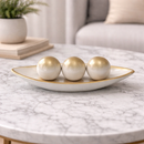 Kit Decorativo Centro De Mesa Premium 3 Bolas Cerâmica Luxo