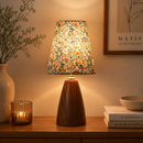 Abajur Luminária De Mesa Nogueira Floral Estilo Madeira Cabeceira Quarto Sala Estudo Leitura