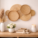 Decoração Parede Boho Composição Cestos de Palha