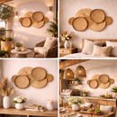 Decoração Parede Boho Composição Cestos de Palha