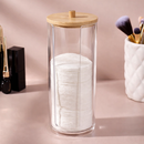 Organizador de Algodão e Cotonetes em Acrílico com Tampa de Bambu – Kit Premium