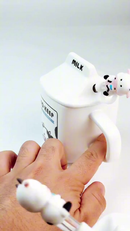 Caneca divertida de cerâmica 330ML Copo de Cerâmica + Tampa de Cerâmica + Canudo de Vidro Boneca