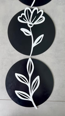 Trio Quadros Redondos Decorativos Moderno Decoração Mdf Flor Folhagem