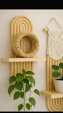 Prateleira Decorativa Suspensa de Parede em Madeira Pinus com Design Moderno para Plantas e Objetos