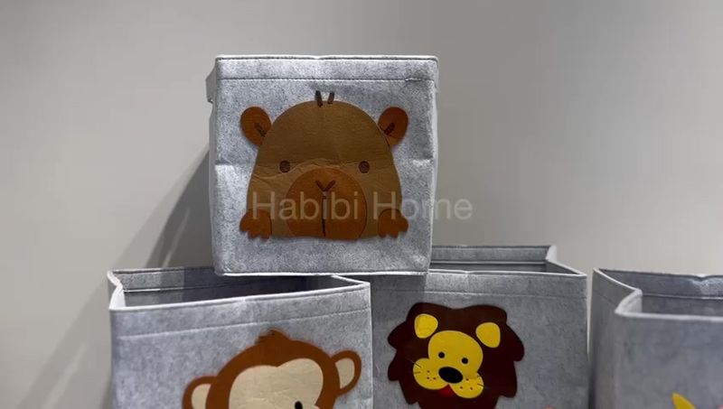 Caixa Organizadora Infantil em Feltro Premium | Leão, Macaco, Capivara ou Unicórnio | KidsDecor