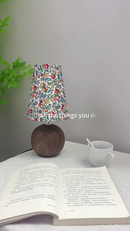 Abajur Luminária De Mesa Nogueira Floral Estilo Madeira Cabeceira Quarto Sala Estudo Leitura