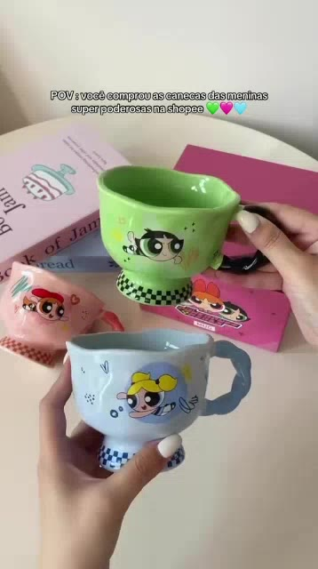 Caneca Meninas Super Poderosas criativa 3D Florzinha, Docinho e Lindinha