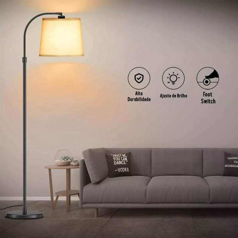 Luminária Chão 1,7m Piso Arco Lustre Metal 3 Niveis De LuZ