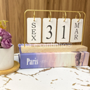 Calendário de Mesa Decorativo com Plaquinhas Preto Rose Dourado Permanente Escritório