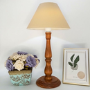 Abajur De Mesa Em Madeira Torneado Na Cor Imbuia Claro