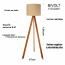 Abajur De Chão Tripé 1,50 Cm Completo Com Cúpula E Fiação Luminária De Piso Para Sala, Quarto
