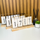 Calendário de Mesa Decorativo com Plaquinhas Preto Rose Dourado Permanente Escritório