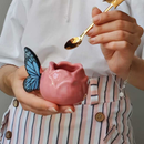 Caneca 3D Mini Borboleta Flor Louça Butterfly Fairytopia Cerâmica 90ml