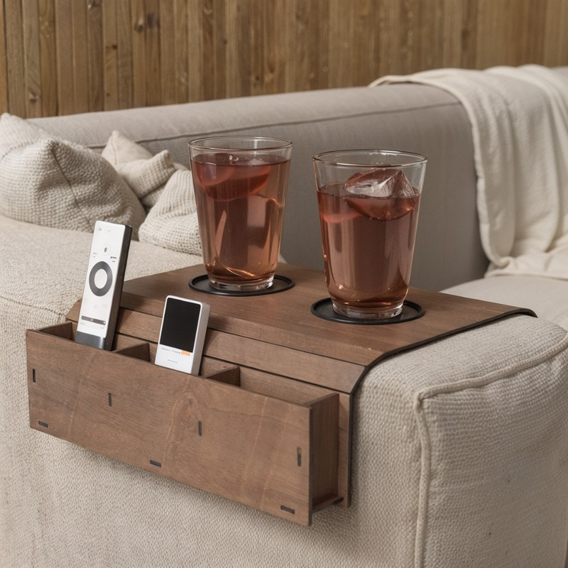 Kit 2 Esteiras Suporte Porta Copos Braço Sofá Apoio Cerveja Controle