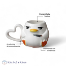 Caneca 3D Psicopato 300ml em Cerâmica Presente Criativo Colecionável Enfeite Amarelo e Branco