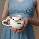 Caneca 3D Psicopato 300ml em Cerâmica Presente Criativo Colecionável Enfeite Amarelo e Branco