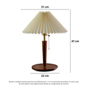 Abajur Luminária De Mesa Nogueira Plissado De Madeira Maciça Cabeceira Quarto Sala Estudo Leitura