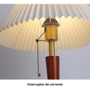 Abajur Luminária De Mesa Nogueira Plissado De Madeira Maciça Cabeceira Quarto Sala Estudo Leitura