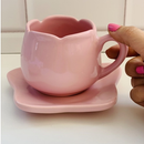 Xícara e Pires para Chá Tulipa Rosa 200ml