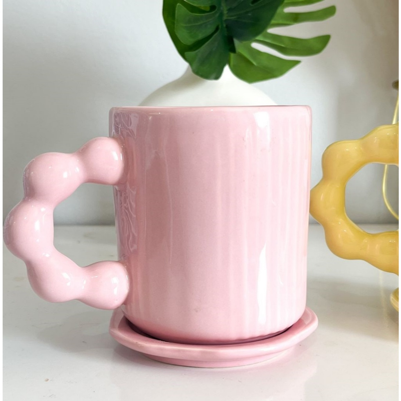 Caneca Pearl + Porta Copos flor Várias cores
