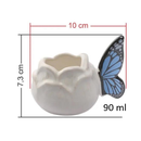 Caneca 3D Mini Borboleta Flor Louça Butterfly Fairytopia Cerâmica 90ml