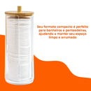 Organizador Algodão E Cotonetes Acrílico Tampa Bambu Kit