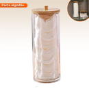 Organizador de Algodão e Cotonetes em Acrílico com Tampa de Bambu – Kit Premium