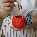 Caneca 3D Mini Borboleta Flor Louça Butterfly Fairytopia Cerâmica 90ml