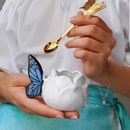 Caneca 3D Mini Borboleta Flor Louça Butterfly Fairytopia Cerâmica 90ml