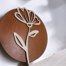 Trio Quadros Redondos Decorativos Moderno Decoração Mdf Flor Folhagem