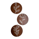 Trio Quadros Redondos Decorativos Moderno Decoração Mdf Flor Folhagem