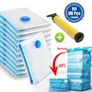 Kit 12 Saco a Vácuo 60x80 + Bomba Manual Organização de Roupas Mala Viagem Guarda Roupas