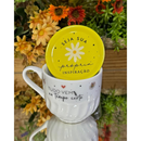 Xícara Tampa 240ml Seja Sua Própria Inspiração Frases Motivacional Caneca Estampa Floral Delicada Fofa Amor Próprio