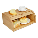 Porta Pão Bambu Com Tampa Retrátil 40X27X16CM Perfeita Para Armazenar Pães Bolachas Resistente