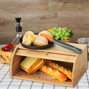 Porta Pão Bambu Com Tampa Retrátil 40X27X16CM Perfeita Para Armazenar Pães Bolachas Resistente