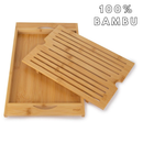 Bandeja Migalheira em Bambu 38x23cm Prática Multiusopara Pães e Frios Descanso De Panela