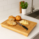 Bandeja Migalheira em Bambu 38x23cm Prática Multiusopara Pães e Frios Descanso De Panela