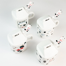 Caneca divertida de cerâmica 330ML Copo de Cerâmica + Tampa de Cerâmica + Canudo de Vidro Boneca