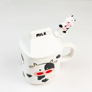 Caneca divertida de cerâmica 330ML Copo de Cerâmica + Tampa de Cerâmica + Canudo de Vidro Boneca