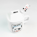 Caneca divertida de cerâmica 330ML Copo de Cerâmica + Tampa de Cerâmica + Canudo de Vidro Boneca