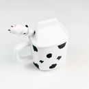 Caneca divertida de cerâmica 330ML Copo de Cerâmica + Tampa de Cerâmica + Canudo de Vidro Boneca