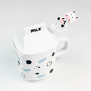 Caneca divertida de cerâmica 330ML Copo de Cerâmica + Tampa de Cerâmica + Canudo de Vidro Boneca