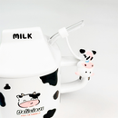 Caneca divertida de cerâmica 330ML Copo de Cerâmica + Tampa de Cerâmica + Canudo de Vidro Boneca