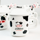 Caneca divertida de cerâmica 330ML Copo de Cerâmica + Tampa de Cerâmica + Canudo de Vidro Boneca