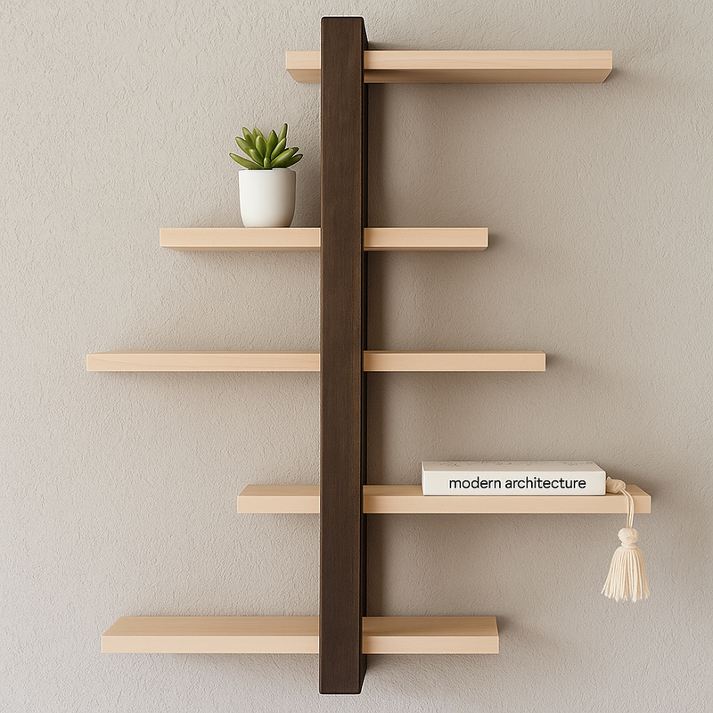 Rack Prateleira Suspensa Nicho C/5 Andar Madeira Maciça Para Plantas Sala, Quartos e Quintal