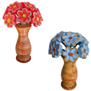 Vaso Buquê de Flores de Madeira Decorativo Artesanal para Mesa Estante Sala Presente