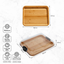 Bandeja Grande de Bambu com Tampa com Travas – Tabua Para Servir e Conservar Frios Queijos Petiscos