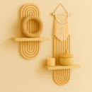 Prateleira Decorativa Suspensa de Parede em Madeira Pinus com Design Moderno para Plantas e Objetos